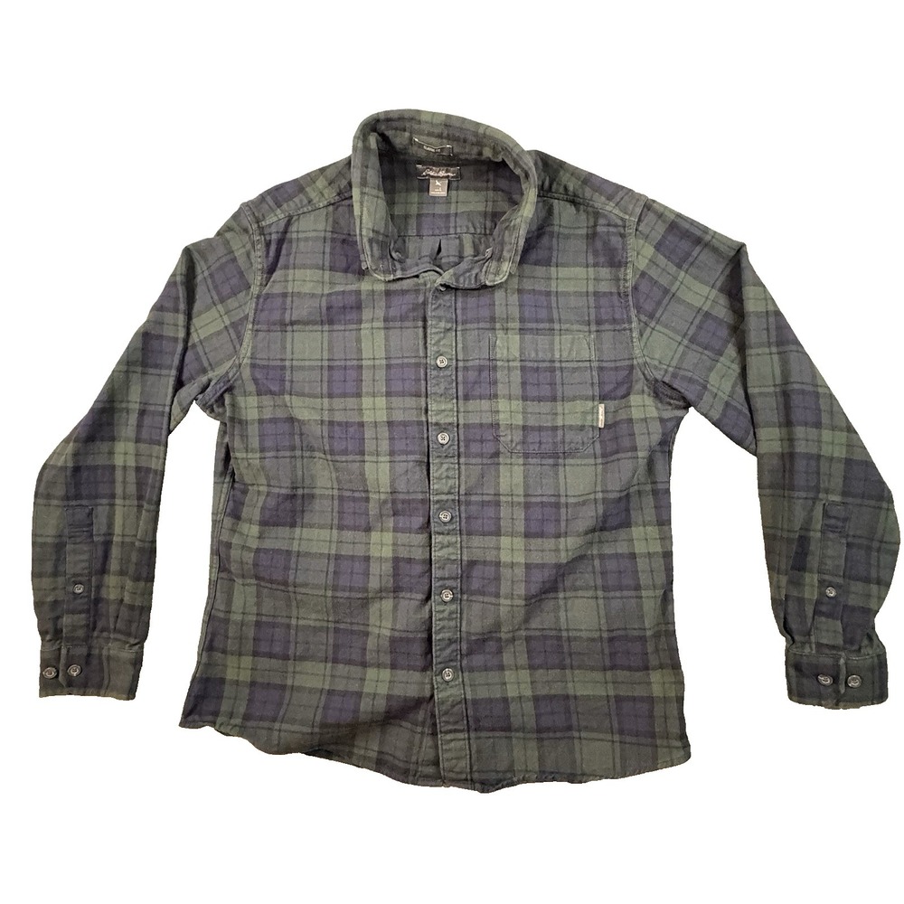 Eddie Bauer Men's L‎ Flannel Plaid LS Button Up Cotton Shirt SEE DESCRIPTION